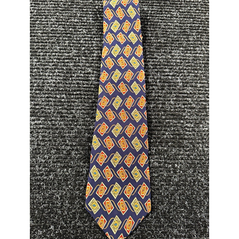 Vintage CHAPS Ralph Lauren Tie Mens Navy Geometric Made USA 58" 4" Wide